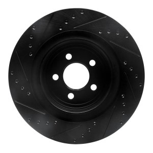 Dodge Charger Brake Rotor (1) - Rear Right - R1 Concepts - Drilled & Slotted - Black - `06-`23